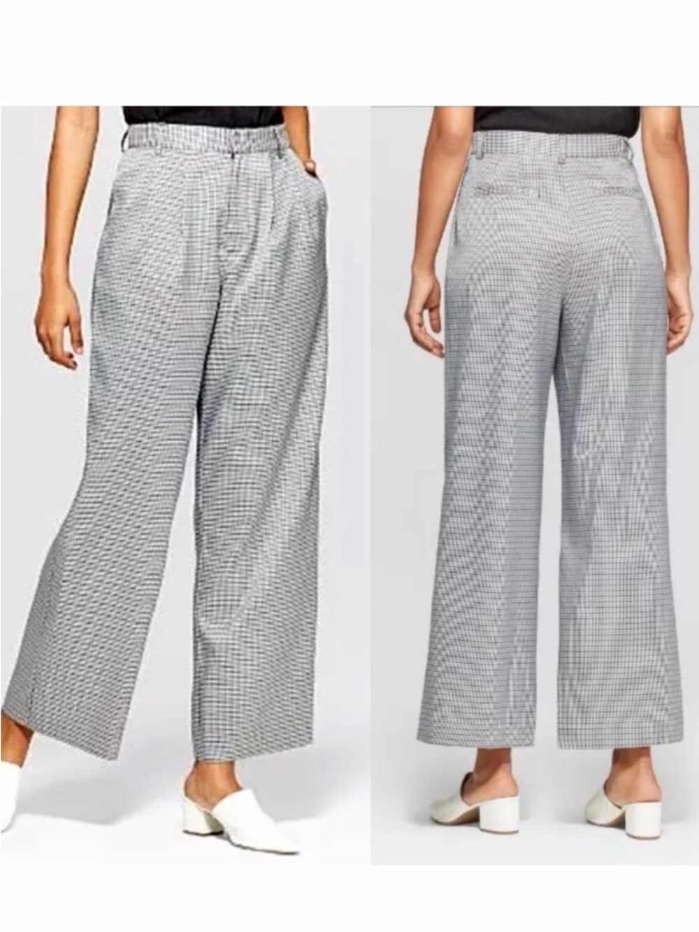 Prologue Gray Plaid Wide Leg Trousers High Rise Career Office Pants Sz 6